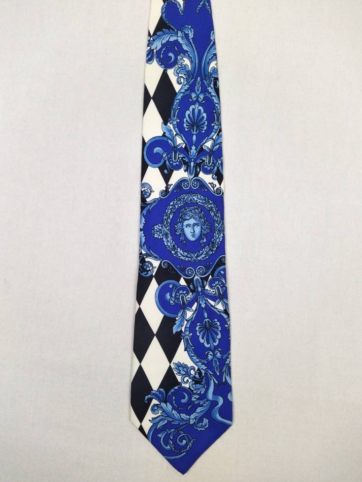 Barocco-print silk tie, Versace