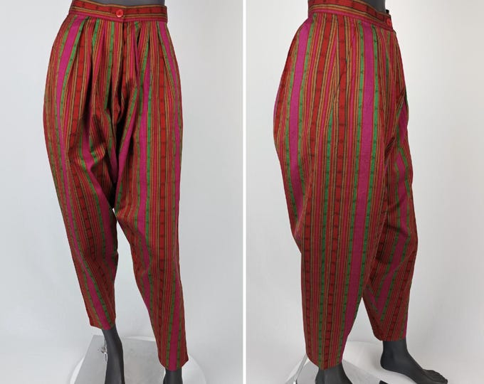 KENZO vintage 80s striped jacquard cotton harem pants
