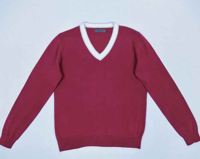 LAGERFELD pre-owned men's raspberry V-neck cotton sweater