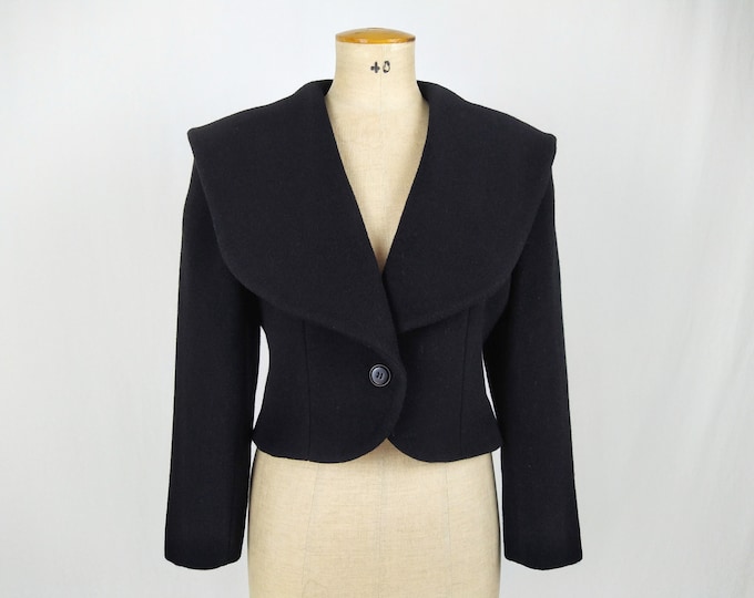 CHRISTIAN DIOR vintage 80s-90s black wool jacket with large shawl collar