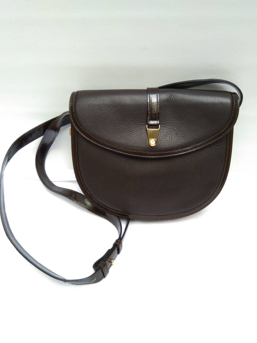 BALLY vintage dark chocolate brown leather cross body bag
