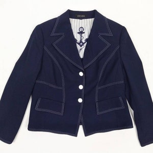 ESCADA vintage navy wool jacket with contrast stitching