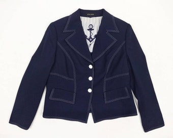 ESCADA vintage navy wool jacket with contrast stitching