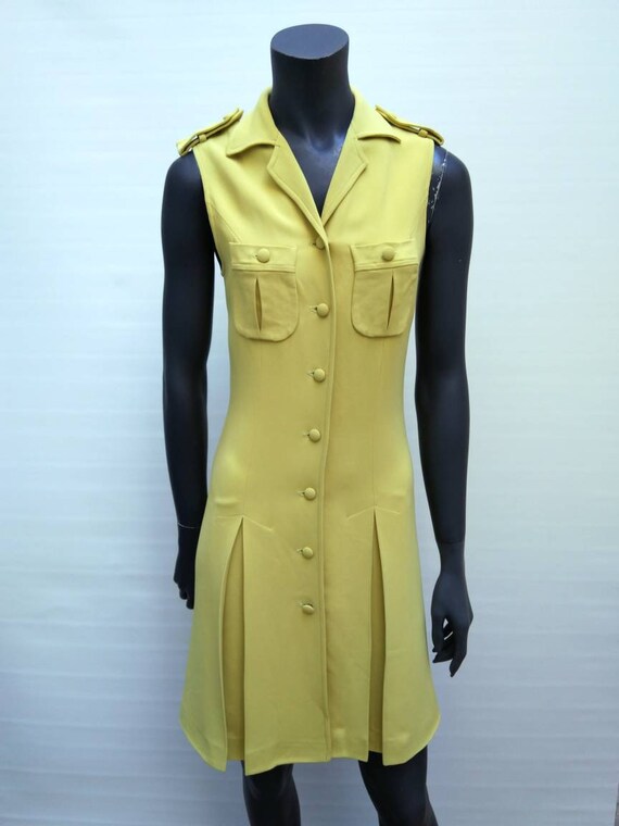 MOSCHINO COUTURE vintage 90s yellow crepe fitted … - image 2