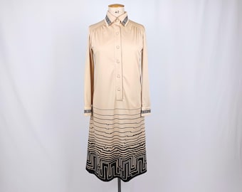 JACQUES ESTEREL vintage 70s geometric print jersey shirt dress