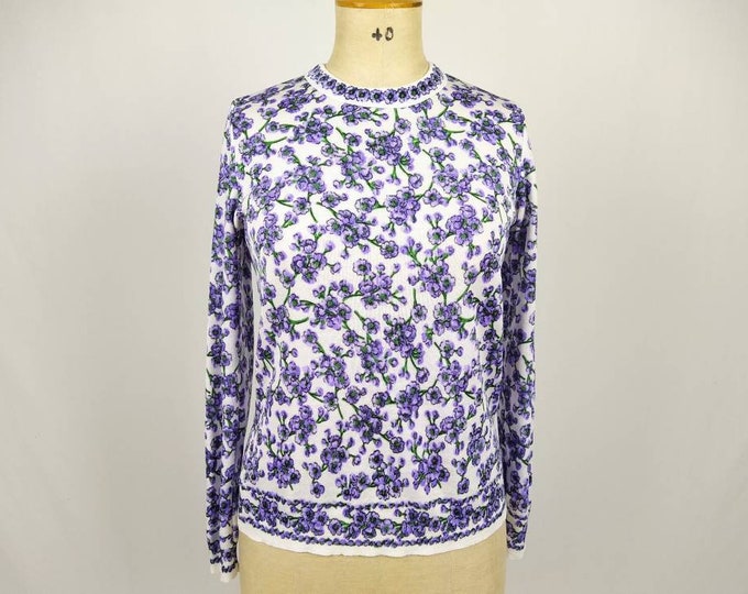 JACQUES ESTEREL vintage 70s floral print synthetic knit top