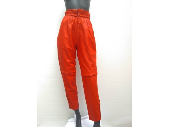 Vintage 80s scarlet red high waist leather pants