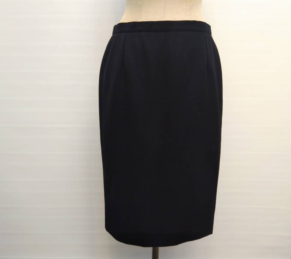 YVES SAINT LAURENT vintage 90s black wool gabardine pencil skirt