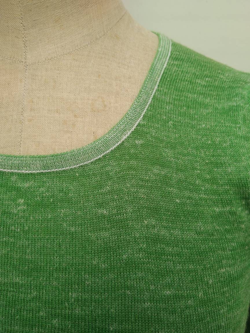 HERMES vintage 70s freckled green knit top