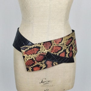 CHRISTIAN LACROIX BAZAR vintage 90s embossed leather wide angular belt