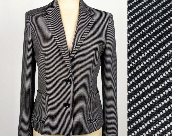 MAX MARA vintage black white woven pattern fitted jacket blazer