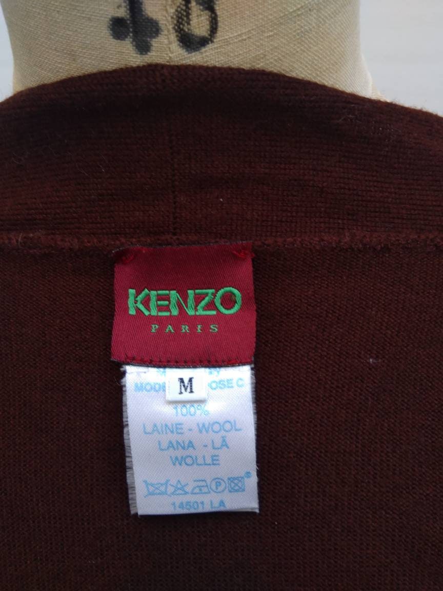 KENZO PARIS vintage 90s maroon brown wool cardigan sweater