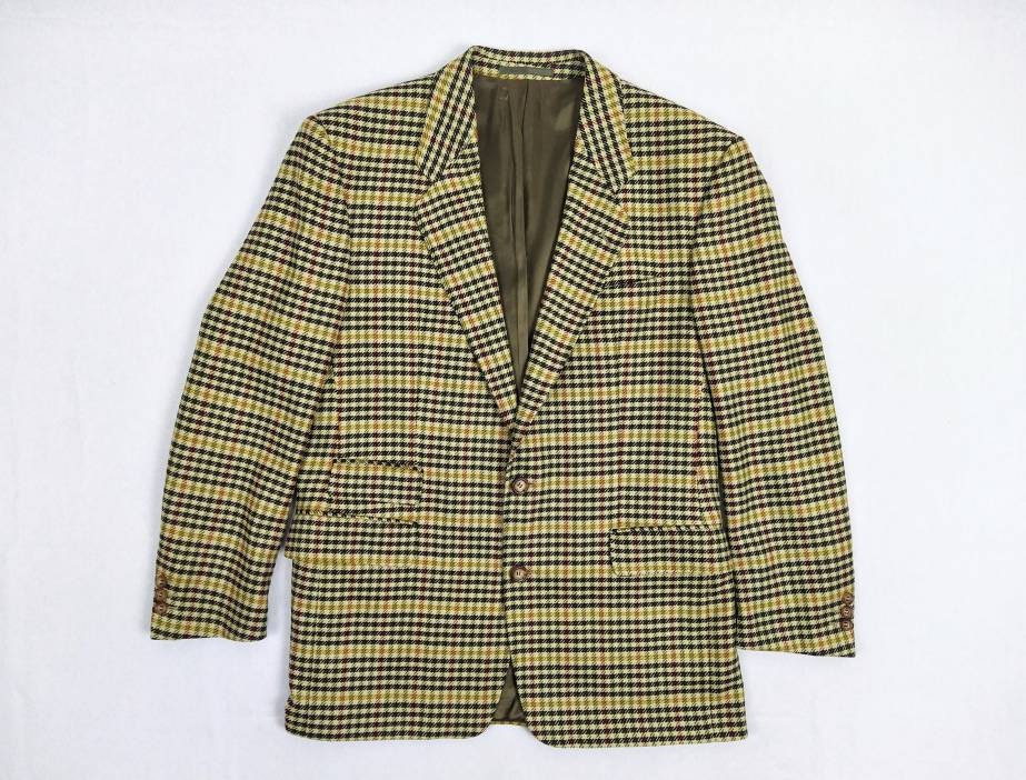 HUGO BOSS vintage 90s houndstooth wool tweed sport coat blazer