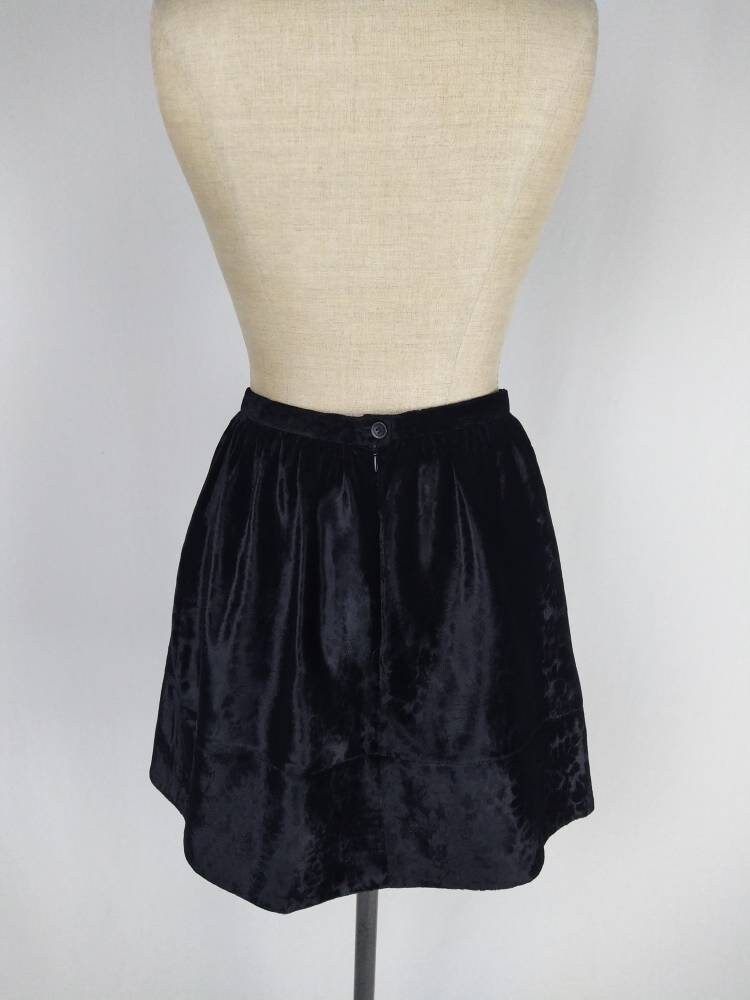 KENZO JUNGLE vintage 80s black lustrous embossed velvet skirt