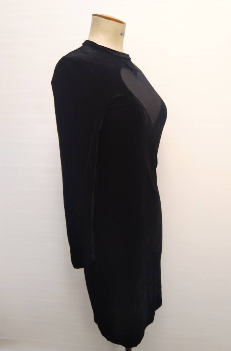 LOLITA LEMPICKA vintage 90s black stretch velvet bodycon dress