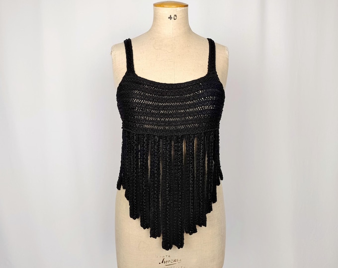 EMPORIO ARMANI vintage black ribbon knit carwash hem top runway