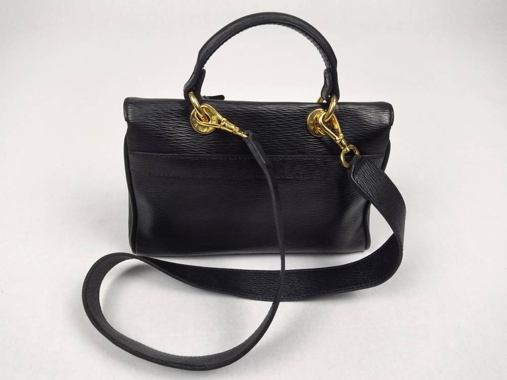 JIL SANDER vintage 80s black textured leather key lock bag