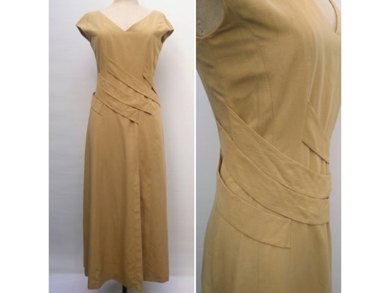 PACO RABANNE vintage 80s tan long summer dress