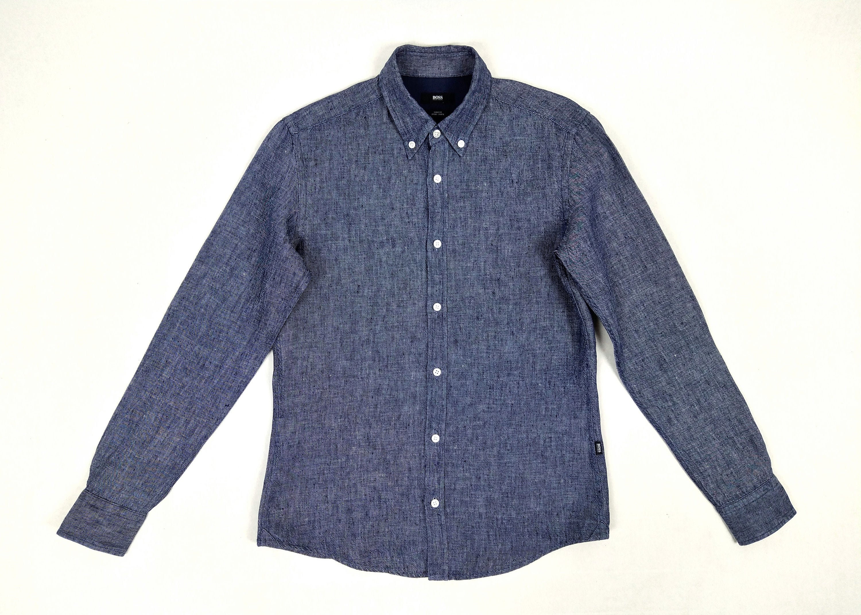 BOSS pre-owned denim look linen shirt