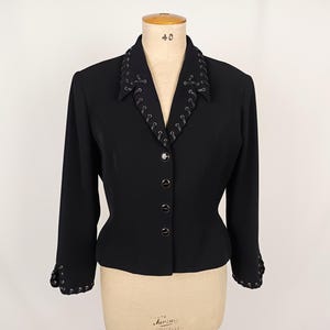 MUGLER vintage black hourglass blazer jacket with lacing trims