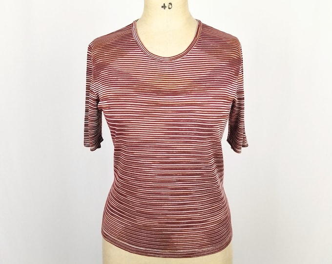 MISSONI SPORT vintage maroon space dye knit top t-shirt