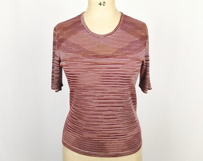 MISSONI SPORT vintage maroon space dye knit top t-shirt