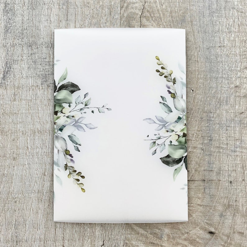 Botanical Vellum Jacket for Wedding Invitation Greenery Etsy UK