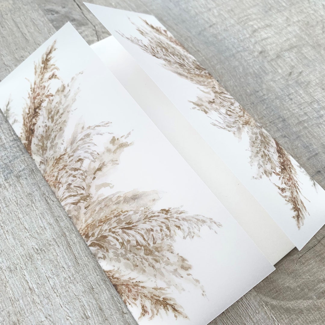 Pampas Grass Vellum Jacket for Wedding Invitation, Boho Vellum Wrap Etsy