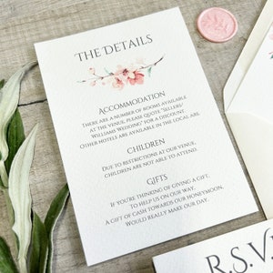 cherry blossom information card to go with the matching invitation