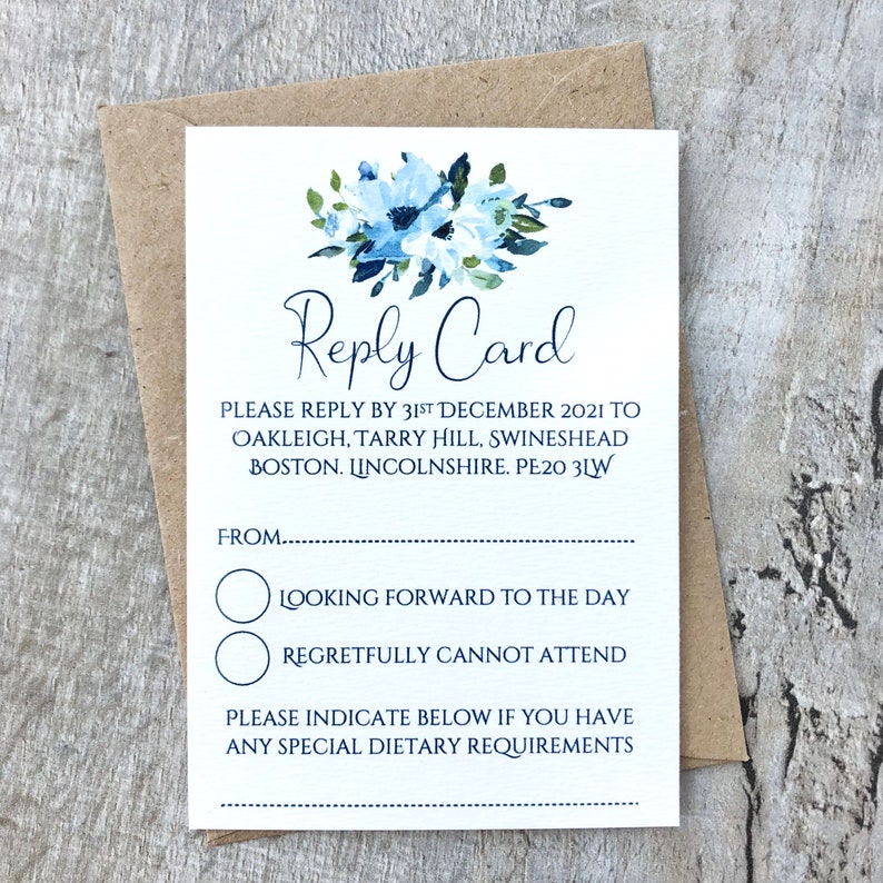 Rustic Dusty Blue Vellum Wrap Wedding Invitation & RSVP