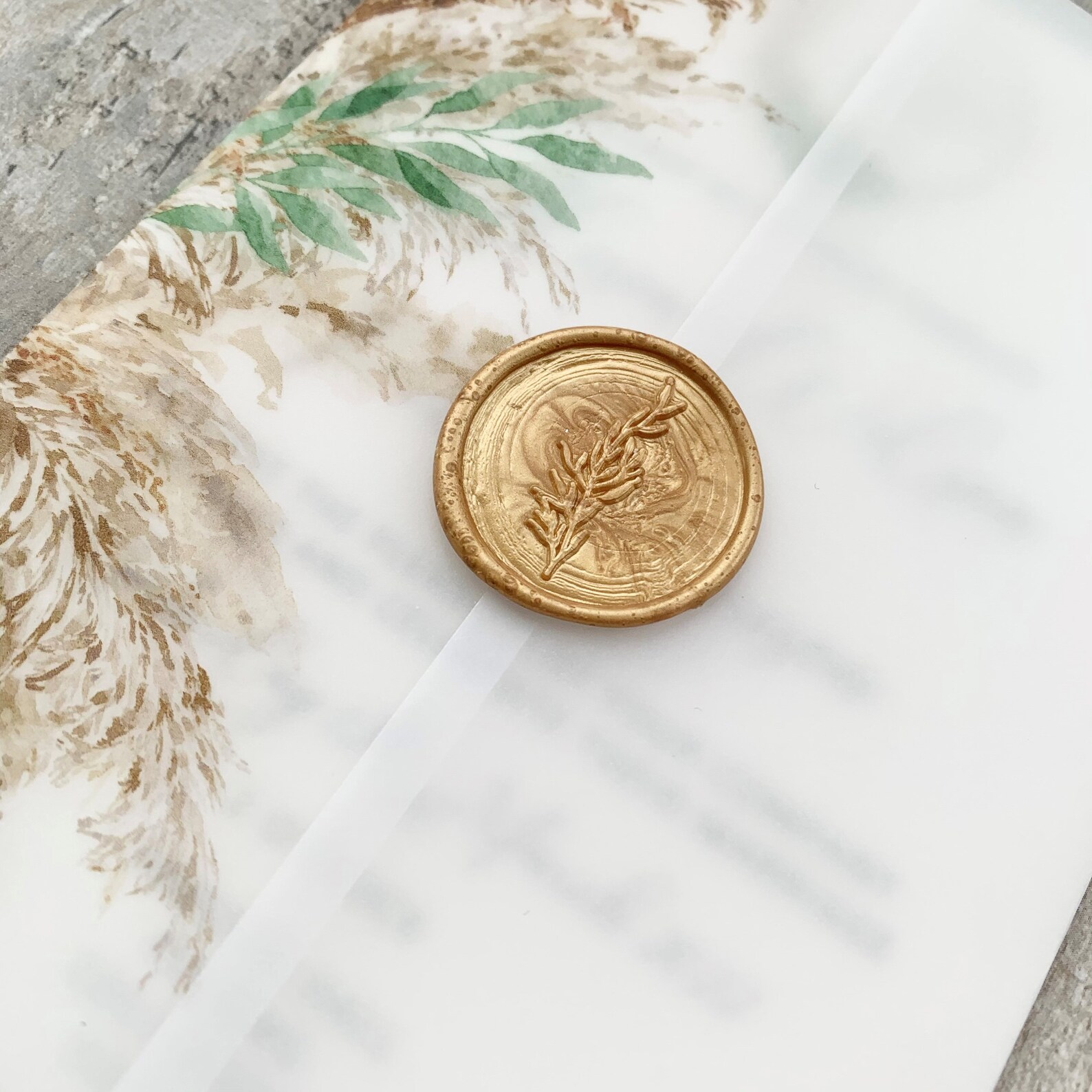 Pampas Grass & Greenery Vellum Wedding Invitation Bohemian Etsy UK