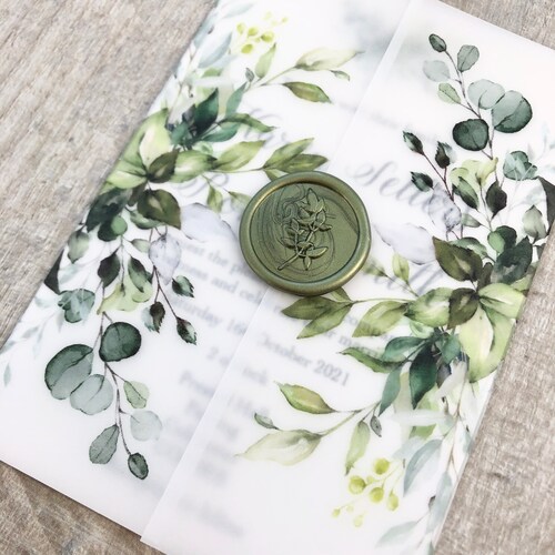 Green Tropical Vellum Jacket Greenery Branch Vellum Wrap Etsy