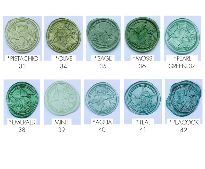 Green Wax Seal Stickers 55 Colours & 20 Designs Premade Etsy