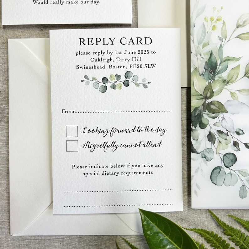 botanical RSVP card