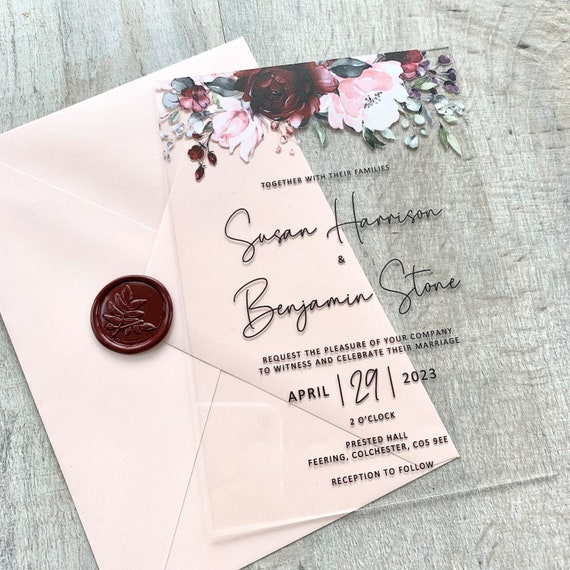 Floral Color Acrylic Wedding Invitation - Wedding Invitation – All