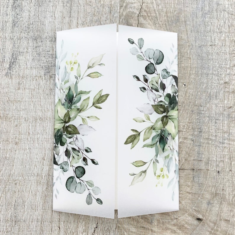 Botanical Vellum Jacket for Wedding Invitation Greenery Etsy