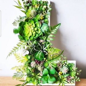 Large 12"/30cm 3D Moss Faux Succulent Wall Letters Home Office Nursery Shop Salon Business Bar Decor Sign Woodland Flower Floral Plant Art