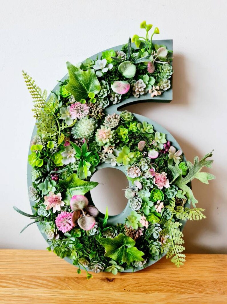 Small 8/20cm 3D Moss Faux Succulent Wall Letters Home Office Nursery