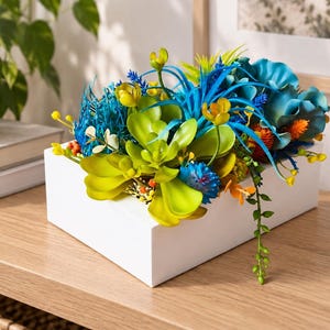 Vibrant Faux Succulent Mini Planter: Rustic Modern Table Centrepiece