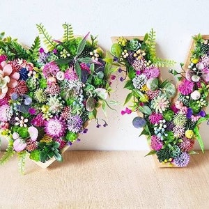 Pequena 8"/20 cm 3D Amor Suculentas Falsas Sebe Letra Arte de Parede Decoração de Casa Negócios Berçário Bar Escritório Planta Placa de Casamento Flor da Floresta