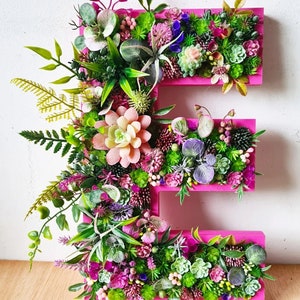 Letras de parede 3D de tamanho personalizado, arte de parede com musgo, suculentas artificiais para decoração de casa, escritório, berçário, loja, quarto, logotipo, placa de bar, planta de flores