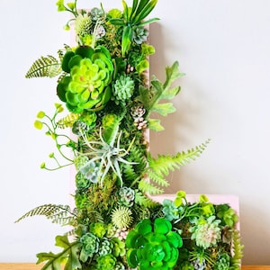 XL Faux Succulent 3D Wall Letter: Woodland Plant Art Decor (20&quot;/50cm) Home or Business