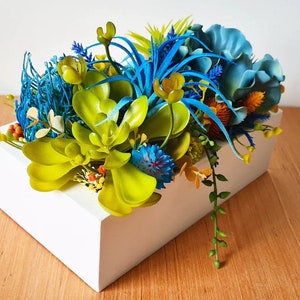 Auf Lager: Einzigartige lebendige bunte moderne Mini Tischdekoration für Zuhause, Büro, Hochzeit Pflanzen Hauseinweihung Geschenk Pflanzer Teal Orange