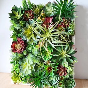 Faux Succulent 3D Wall Art: Rustic Wood Framed Botanical Decor for Home or Business