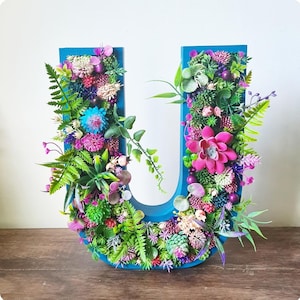 Letras de seto con suculentas artificiales de musgo en 3D de 12"/30 cm para decoración del hogar, negocios, guarderías, bares, oficinas, plantas, regalos, letreros de boda, arte floral del bosque