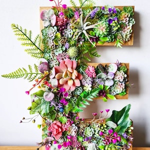 Letras de parede 3D de tamanho personalizado, arte de parede de musgo, suculentas artificiais para decoração de casa, escritório, berçário, loja, quarto, logotipo, placa de bar, planta de flores