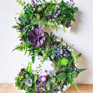 XL Faux Succulent 3D Wall Letter: Woodland Plant Art Decor (20&quot;/50cm) Home or Business