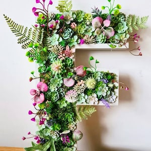 Small 8"/20cm 3D Moss Faux Succulent Wall Letters Home Office Nursery Shop Salon Business Bar Decor Sign Woodland Flower Floral Plant Art