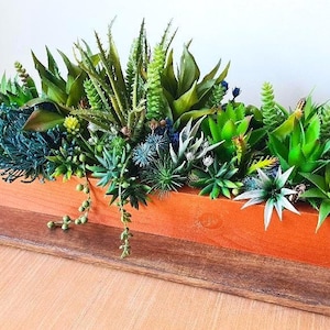 Namaak succulente plantenbak: kunstmatig gebladerte houten middelpunt, modern decor