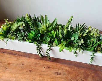 Faux Succulent Planter Table Centrepiece With Artificial Foliage Realistic for Wedding Decor Moss Plants Wall Art Home Business Salon